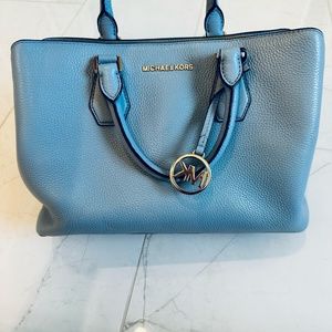 Michael Kors Saffiano Medium Leather Tote Bag, Powder Blue